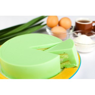 Pandan Kaya Fudge Cake with Fresh Coconut Slices